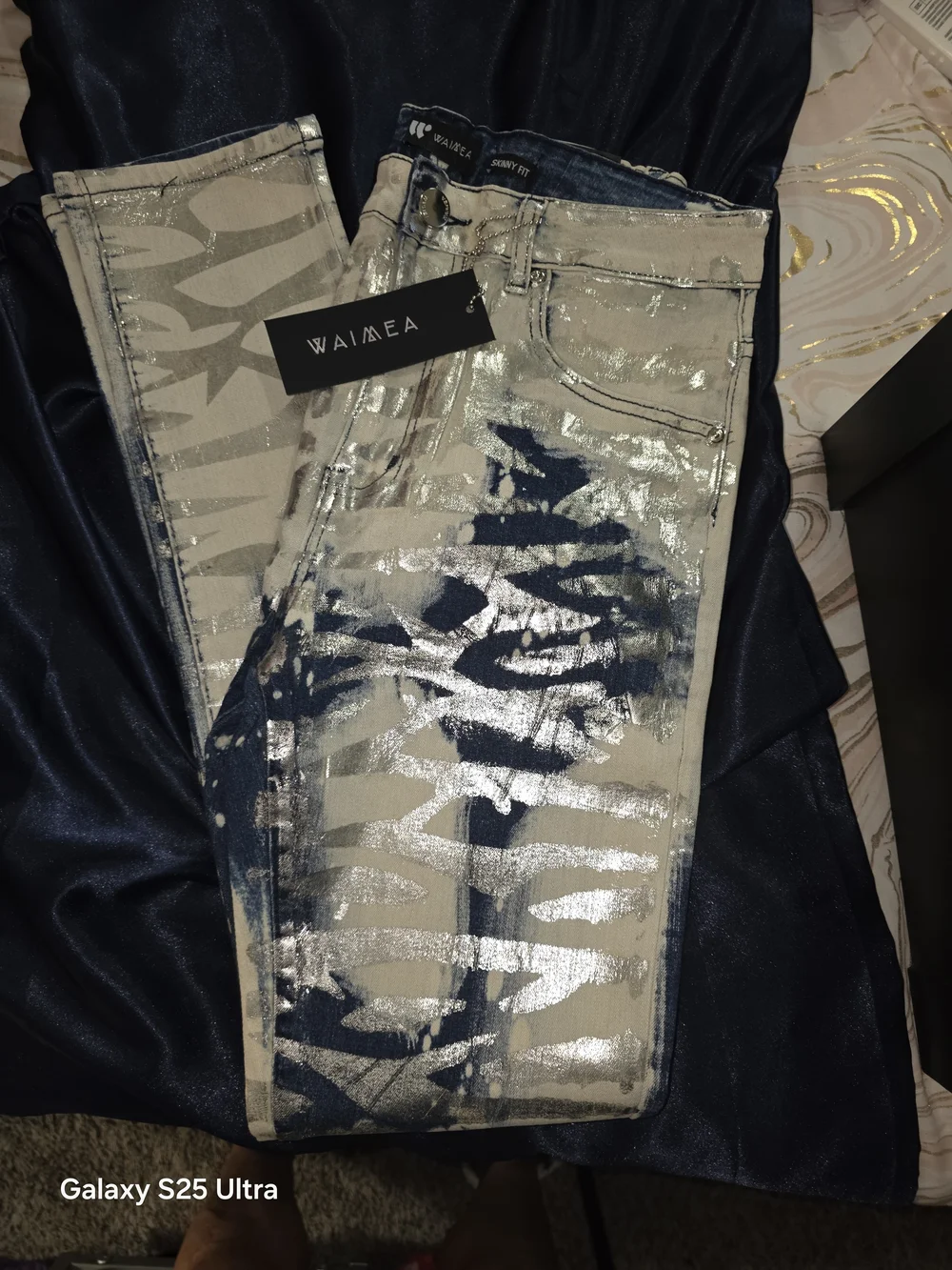 Waimea Stretch Jeans In Silver, Black & Blue. New With Tags. Size 32. MFRP:$85